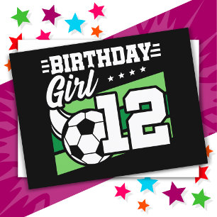 Postal Chica de 12 años cumpleaños fútbol soccer