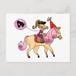 Postal chica de 4 años en un poni