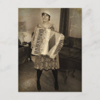Chica de acordeón retro
