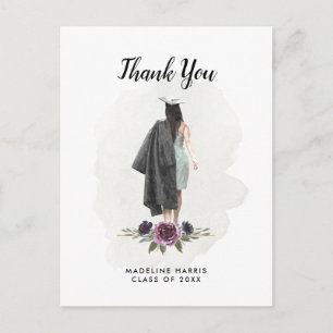 Postal Chica de acuarela Personalizado floral Graduación