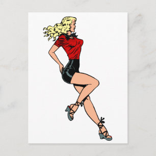 Postal Chica de al lado de glamour vintage, rubia bomba