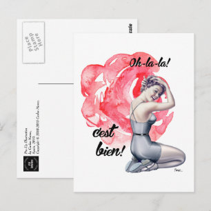 Postal Chica de anclaje con fondo floral
