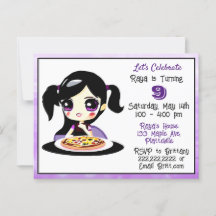 Chica de Anime Jugando Cumpleaños Fiesta de Pizza