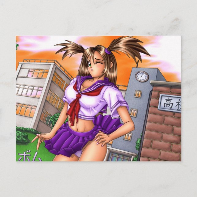 Postal Chica de Anime School Nikki (Anverso)