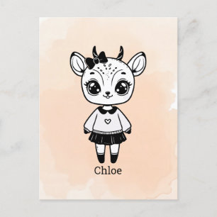 Postal Chica de Antelope Adorable - Diseño de Doodle Cuto