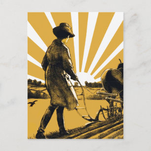 Postal Chica de arado de vintage