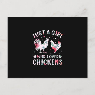 Postal Chica de arte de pollo que ama los pollos