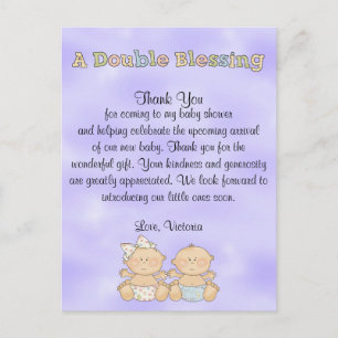 Postal chica de Baby Shower Twins Boy