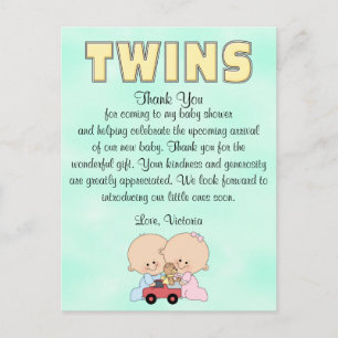 Postal chica de Baby Shower Twins Boy