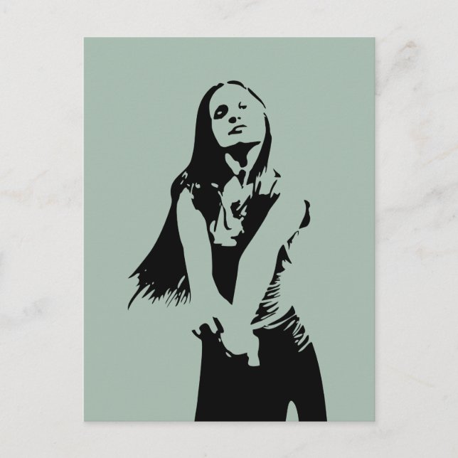 Postal Chica de baile negro de moda Silhouette (Anverso)