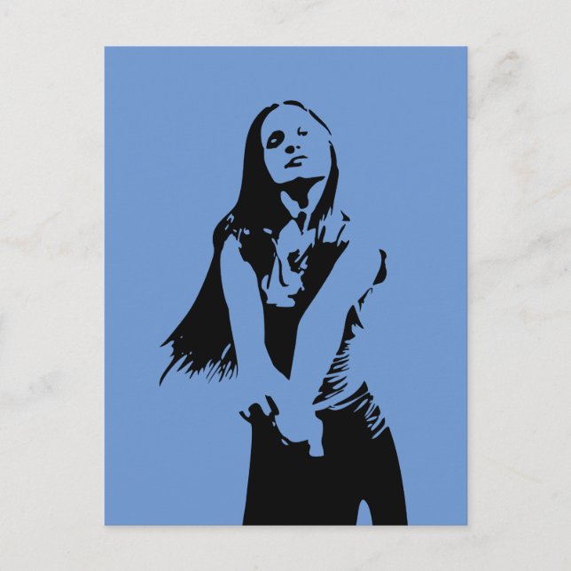 Postal Chica de baile negro de moda Silhouette (Anverso)