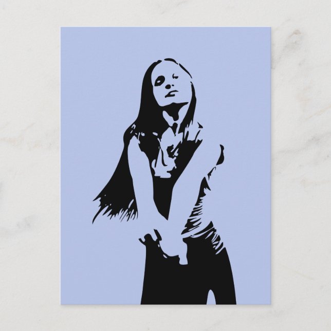Postal Chica de baile negro de moda Silhouette (Anverso)