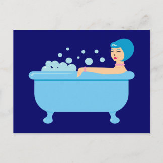 Postal Chica de baño de burbujas retro