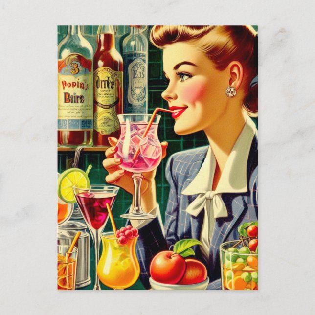 Postal Chica de bebida de época (Anverso)
