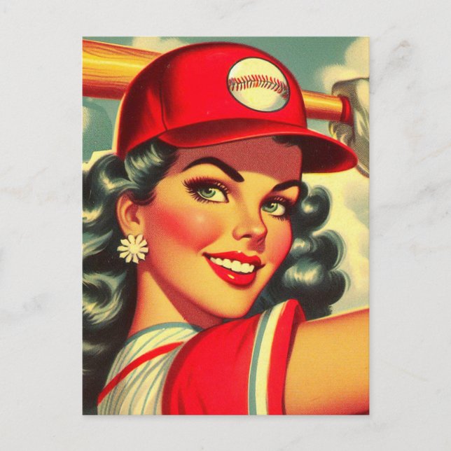 Postal Chica de béisbol retro (Anverso)