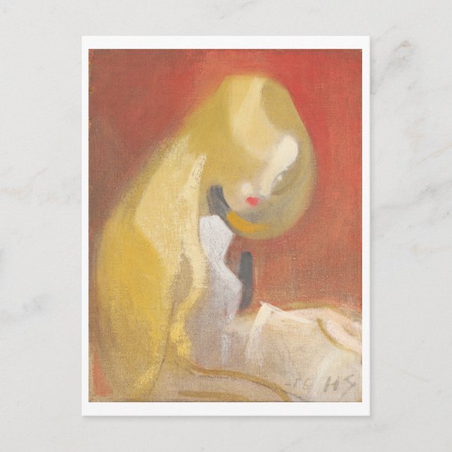 Postal Chica de Blonde Hair, Helene Schjerfbeck (Anverso)