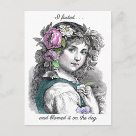 Postal Chica de Bonito de Ilustracion Vintage Farts Funny