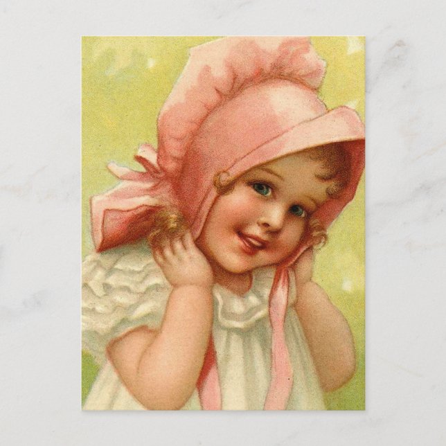Postal Chica de Bonnet Rosa Vintage (Anverso)