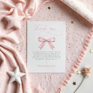 Postal Chica de Bow rosa Baby Shower Gracias PostCard