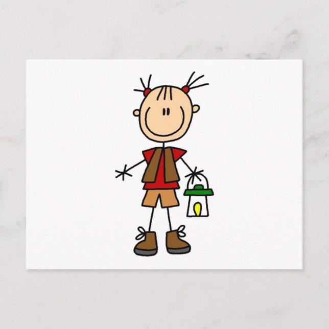 Postal Chica de camping con camisetas y regalos con linte (Anverso)