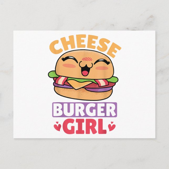 Postal Chica de Cheeseburger, Mujeres Hamburguesas y Chee (Anverso)