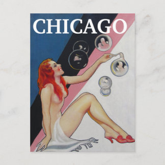 Postal Chica de Chicago Vintage Pin up