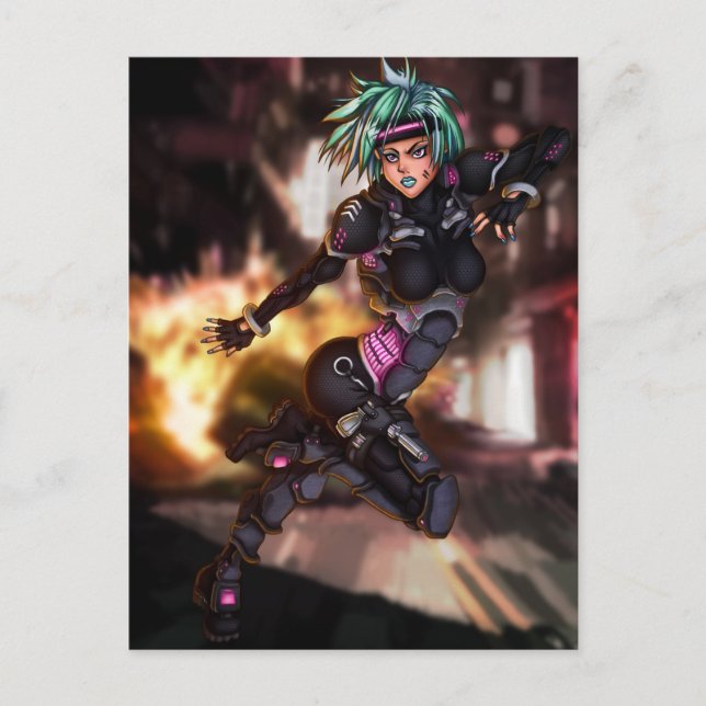 Postal Chica de ciberpolicía (Anverso)