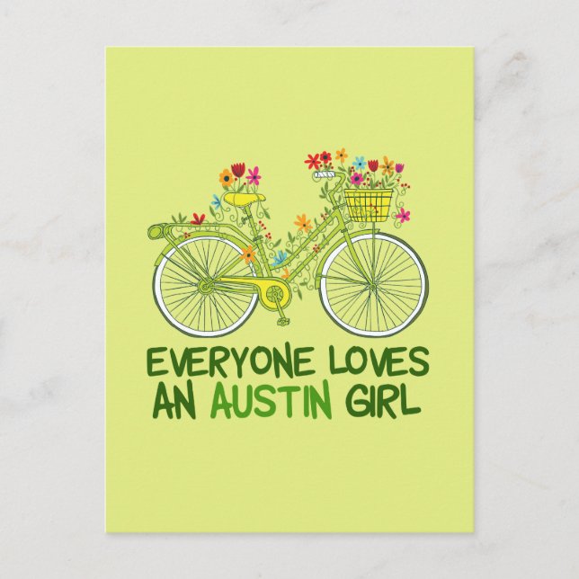 Postal Chica de ciclismo Cute Austin (Anverso)