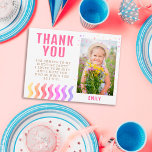 Postal Chica de Colorous Stars Cumpleaños Gracias Foto<br><div class="desc">Chica de Coloridas Estrellas Cumpleaños Gracias Foto Postcard. La tarjeta tiene estrellas y olas de colores en la parte delantera y trasera. Excelente como tarjeta de agradecimiento para chicas. Cuta tarjeta de agradecimiento de cumpleaños con una foto y nota de agradecimiento para sus amigos y familia. Agrega tu foto y...</div>