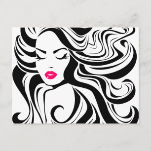 Postal Chica de cosecha negra y blanca