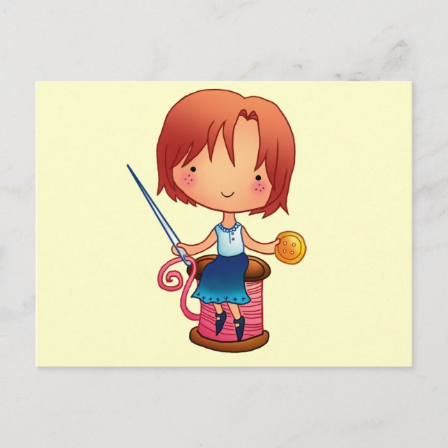Postal Chica de costura (Anverso)