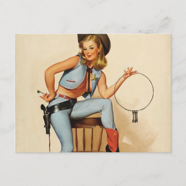 Postal Chica de Cowgirl Pin-up (Anverso)