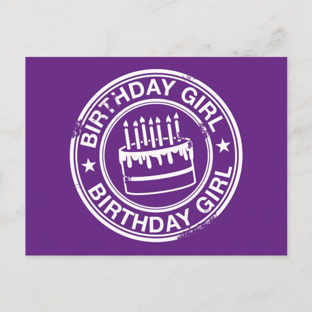 Postal Chica de cumpleaños - efecto de sello de goma blan (Anverso)