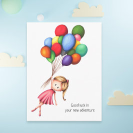 Postal Chica de despedida con globos coloridos personaliz