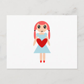 Postal Chica de Dibujos Animados con Corazón