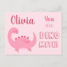 Chica de dinosaurio rosa lindo El día de San Valen