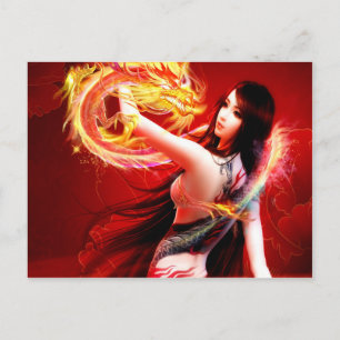 Postal Chica de dragón de fuego