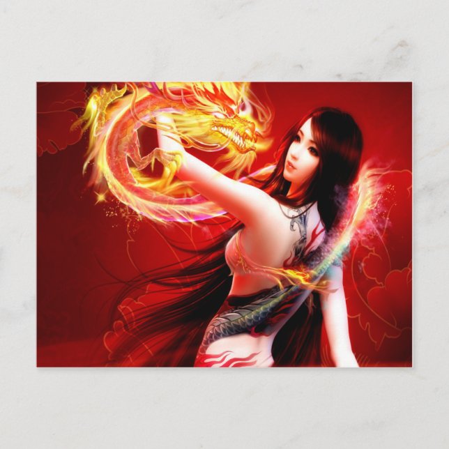 Postal Chica de dragón de fuego (Anverso)