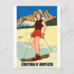 Postal Chica de esquí de Cortina D' Ampezzo