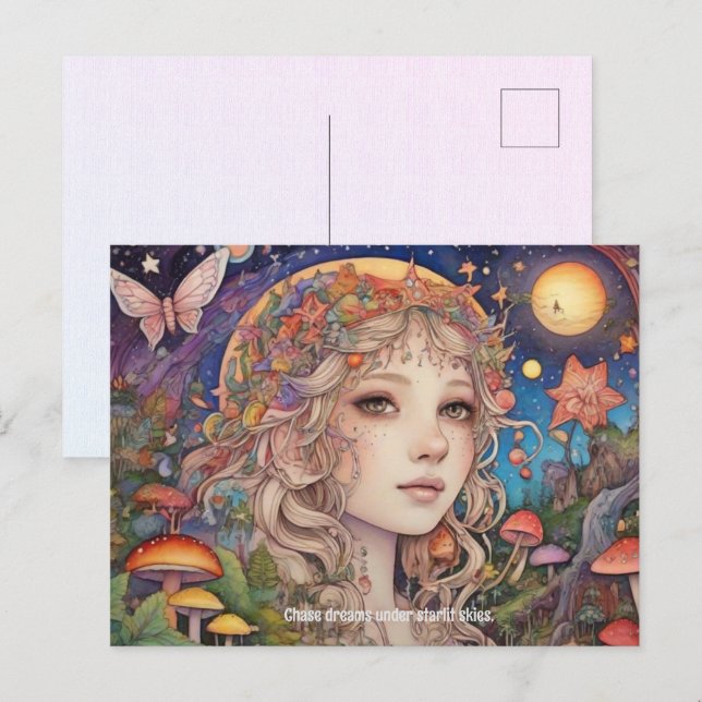 Postal Chica de fantasía mística - Personalizado mágico (Anverso / Reverso)
