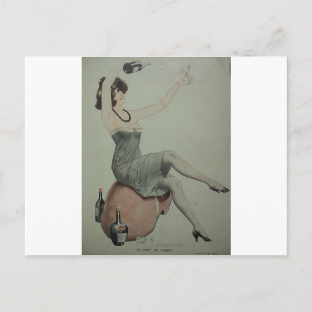 Postal chica de Flapper Champagne de los años 20 (Anverso)