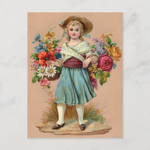 Postal Chica de flores de Victoria