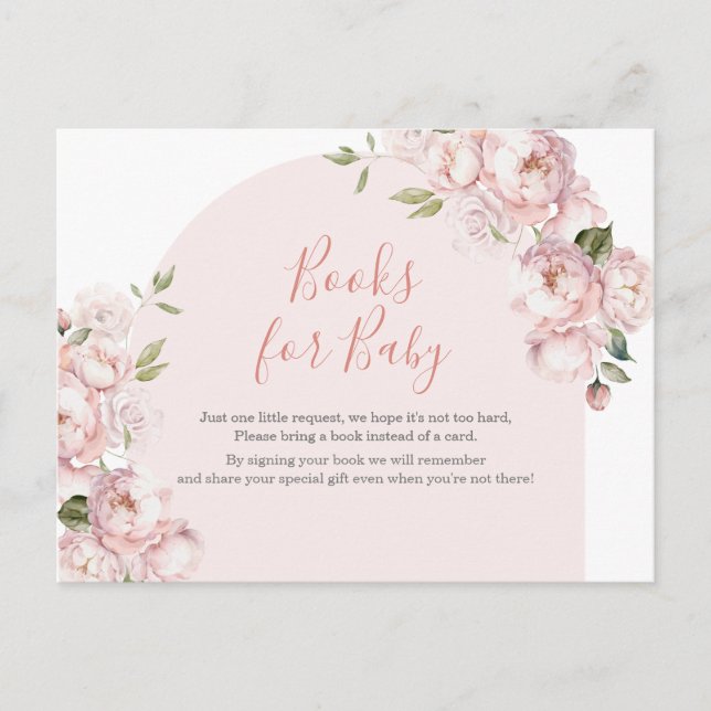 Postal Chica de flores rosas Baby Shower bebé en flor (Anverso)