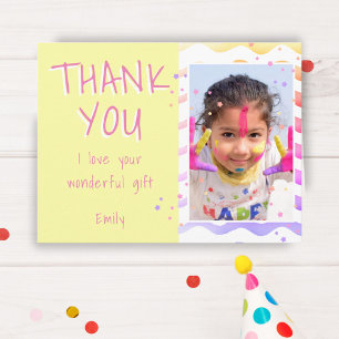 Postal Chica de fotos de niños amarillos Cumpleaños Graci