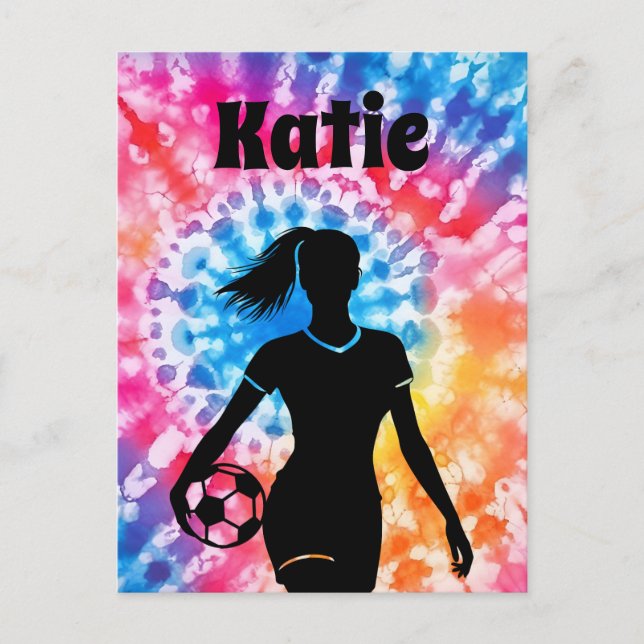 Postal Chica de fútbol Aquarelle personalizada de arcoiri (Anverso)