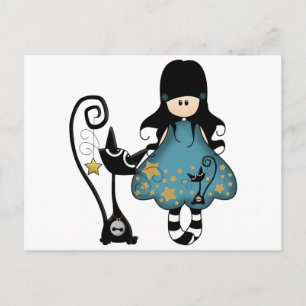 Postal Chica de Gótico con gato negro