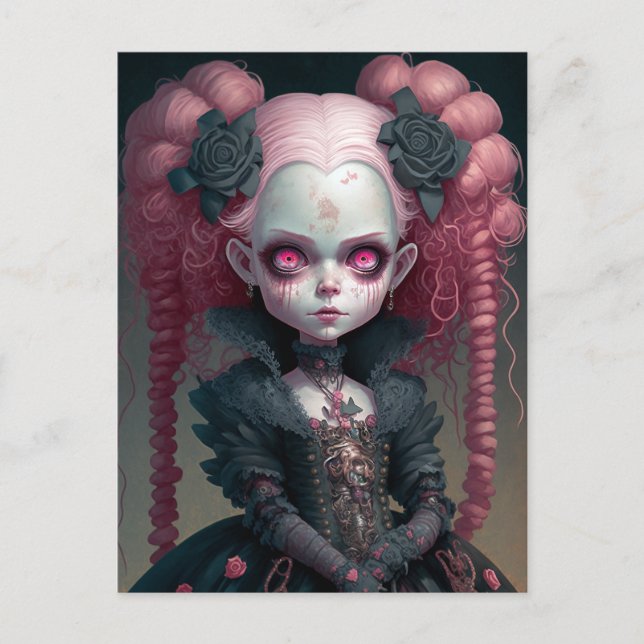 Postal Chica de gótico Rosa Negro Típico (Anverso)