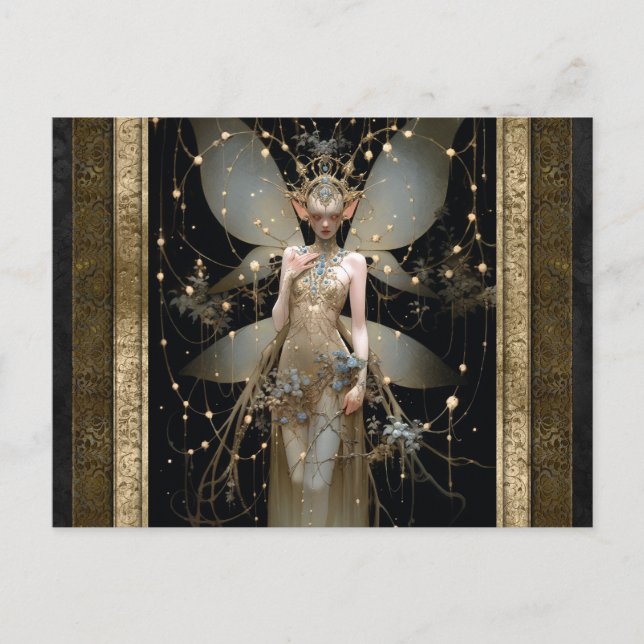 Postal Chica de hadas de oro Fantasy Art (Anverso)