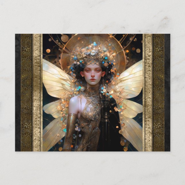 Postal Chica de hadas de oro Fantasy Art (Anverso)