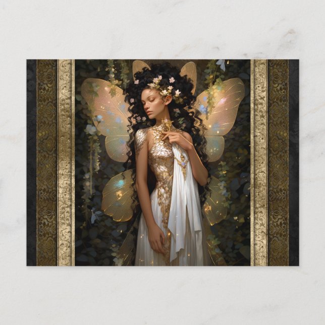 Postal Chica de hadas de oro Fantasy Art (Anverso)